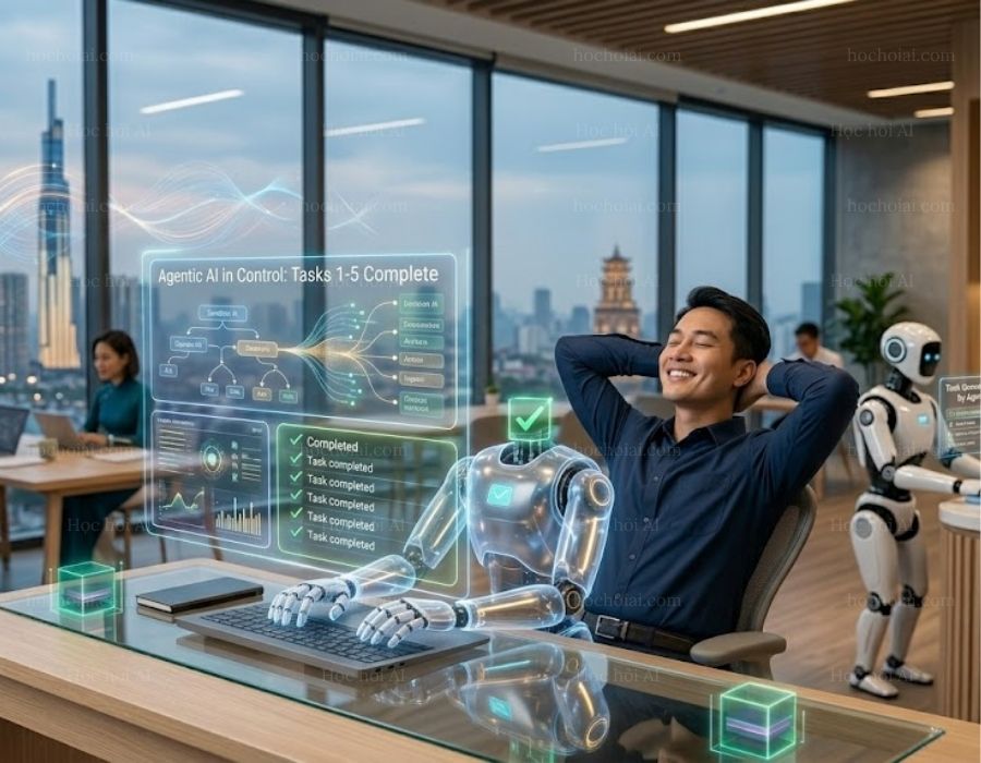 Ứng dụng AI vào công việc thông qua agentic AI tự trị năm 2026.